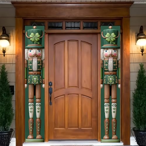 St Patrick Day Nutcracker Porch Banner Shamrock Door Hanging 12x72 Inch
