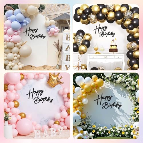 Babenest Happy Birthday Felt Banner - Black Reusable Wall Sign Decor
