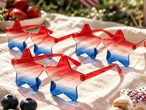 USA Patriotic Star Sunglasses - 3 PCS Set for 4th of July Fun
