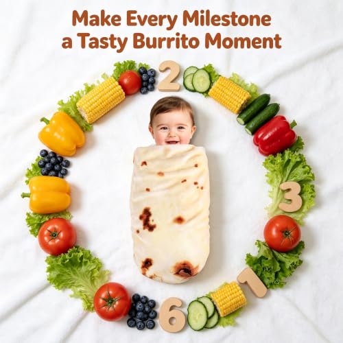 Baby Burrito Tortilla Blanket - 36 Inch Reversible Flannel Swaddle for Kids & Toddler Beige