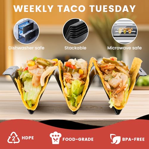 7 Pcs Black Taco Holder Stands - Microwave & Dishwasher Safe