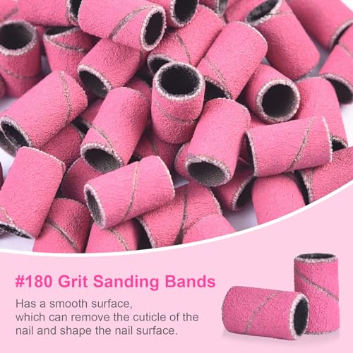 Siyuwuro 100Pcs #180 Nail Sanding Bands Set with 3/32 Mandrel Bit