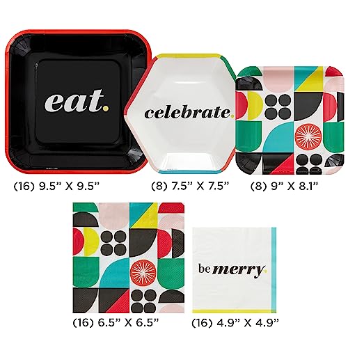Hallmark Bold Black, White & Red Party Supplies Set for 16