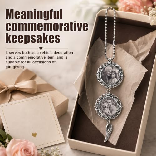 Personalized Memorial Car Rear View Mirror Charm with Custom Photo Frames
