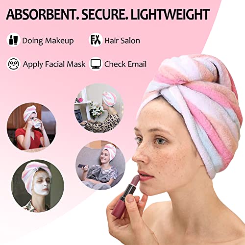 AuroTrends Microfiber Hair Towel Wrap 2-Pack - Quick-Dry Multicolor Set