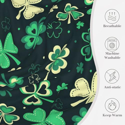 St. Patrick's Day Shamrock Throw Blanket, Ultra-Soft Fleece 50"x40"