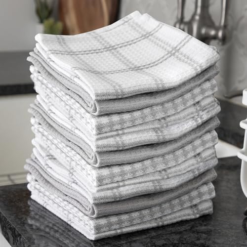 T-Fal Premium Cotton Waffle Dish Cloths - Highly Absorbent, 12-Pack