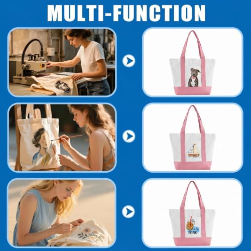 Mini Canvas Tote Bag with Zipper - 13" x 11" Pink