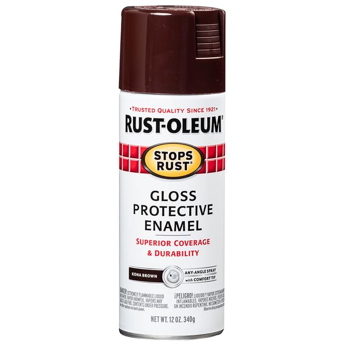 Rust-Oleum Stops Rust Spray Paint, Gloss Kona Brown, 12 oz, 6 Pack