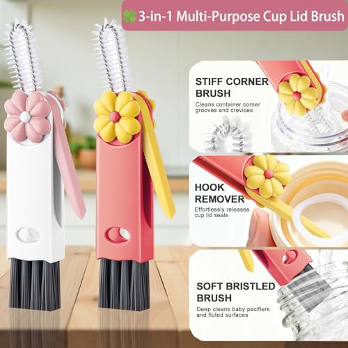 3-in-1 Cup Lid Cleaning Brush Set - Multifunctional Bottle Brush for Tight Spaces