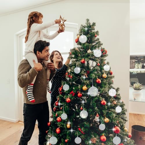 25 Pack Clear Fillable Plastic Ornaments for Christmas Tree & Decor