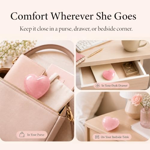 Rose Quartz Heart Affirmation Gift for Love & Strength