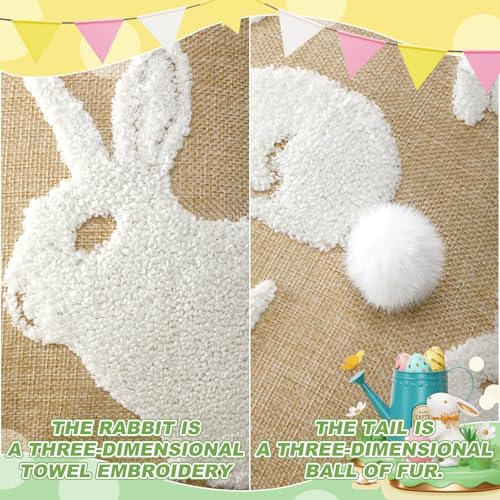 Easter Bunny Linen Throw Pillow Covers 18x18 Inch - Set of 2