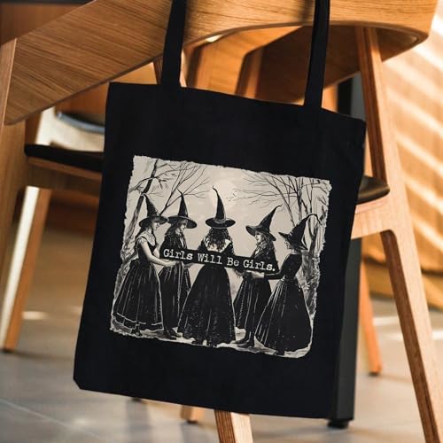 Witchy Canvas Tote Bag for Women - Reusable Beach & Grocery Bag