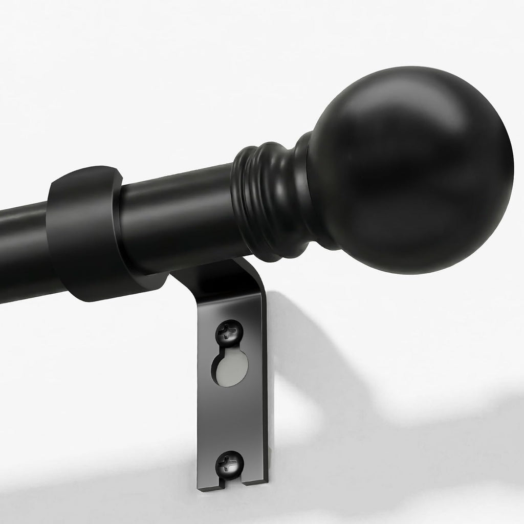 Skiennix Black Curtain Rods - Heavy Duty Metal Adjustable 72 to 144 Inch | Elegant Blackout Window Treatment