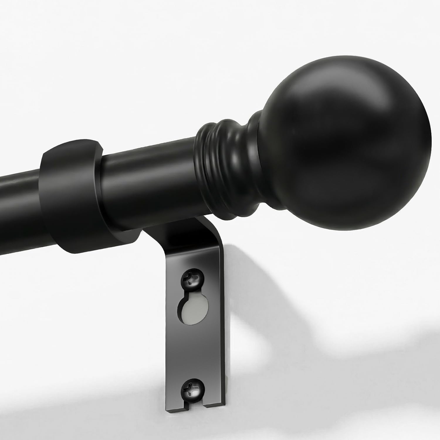 Skiennix Black Curtain Rods - Heavy Duty Metal Adjustable 72 to 144 Inch | Elegant Blackout Window Treatment