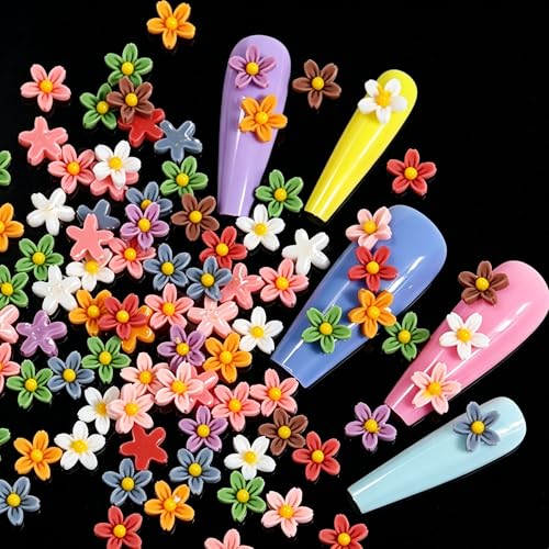 Tephrent 2 Boxes 3D Flower Nail Charms & Caviar Beads Rhinestones Set