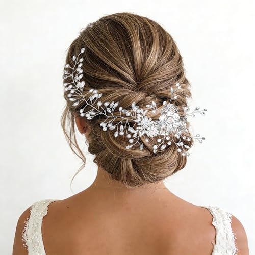 Moikolok Bridal Rhinestone Hair Comb for Wedding Updos and Hairstyles
