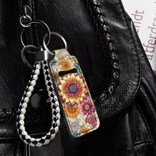 Boho Mandala Chapstick Holder Keychain Neoprene Lip Balm Pouch