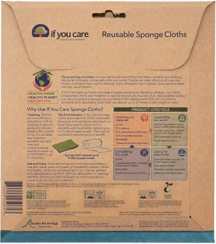 If You Care 5-Pack Natural Reusable Sponge Cloths for Kitchen & Bathroom Cleaning