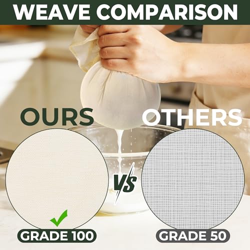 6-Pack Grade 100 Cheese Cloths - 20x20 Inch Unbleached Cotton