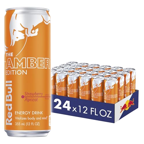 Red Bull Amber Edition Energy Drink Strawberry Apricot 12 Fl Oz, 24 Pack