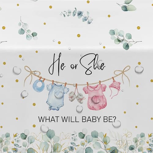 3-Pack Greenery Gender Reveal Tablecloths | 86x55in Disposable Covers