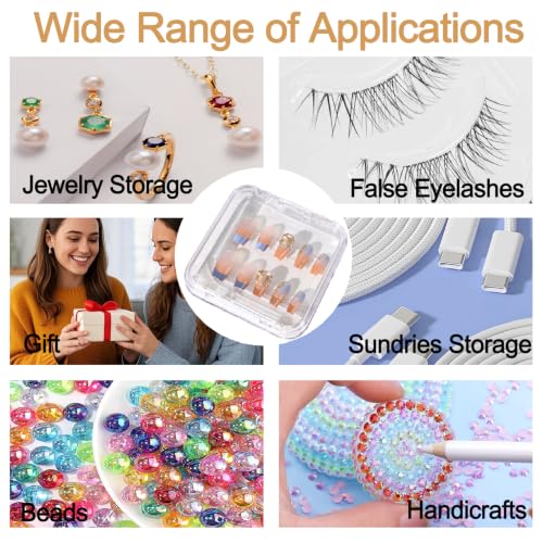 MICOKAY 16 PCS Clear Press-On Nail Storage Cases with Adhesive Tabs