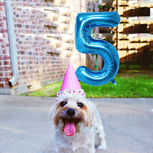 Jumbo 40 Inch Blue Number 5 Foil Balloon Helium Party Decoration