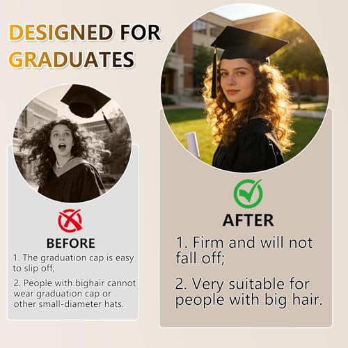 SARATA Graduation Cap Headband Insert - Anti-Fall Secure Hat Holder for Women & Men