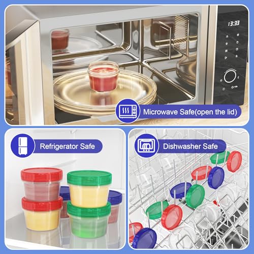 2 Oz Reusable Salad Dressing Containers - 12 Pack with Leak-Proof Lids