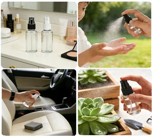 Lekroos 1 Oz Travel Spray Bottles Refillable Plastic Misters 2 Pack
