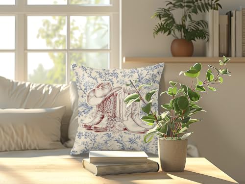 Chinoiserie Cowboy Boots Pillow Cover 18x18 | Country Decor