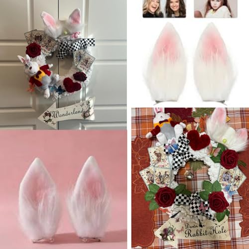 Amazleer Bunny Ear Hair Clips 2-Piece White Rabbit Ears Costume Prop