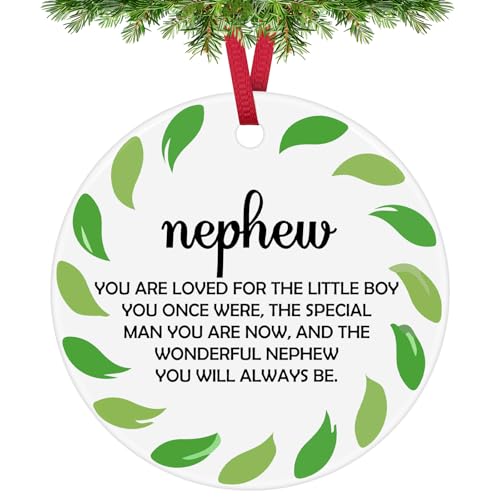Inspirational Christmas Ornament for Nephew - Ceramic Keepsake