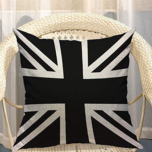Mugod Union Jack Throw Pillow Cover - 18x18 Inch Cotton Linen