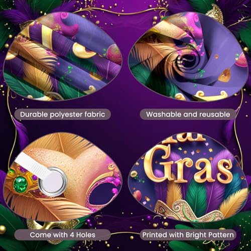 Mardi Gras Door Cover Banner - Purple Mask Fat Tuesday Decor