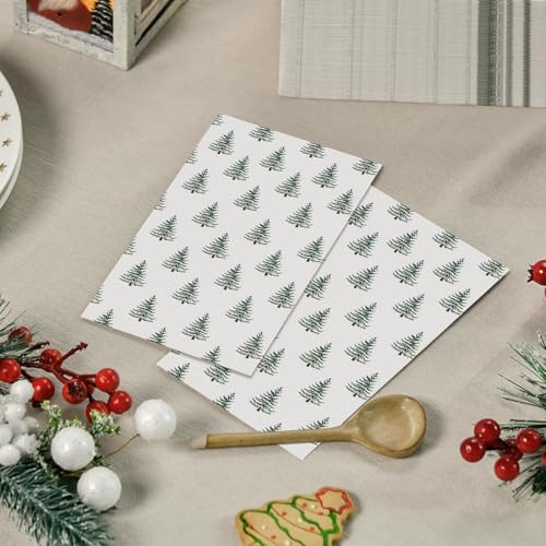 Christmas Paper Napkins 4.3 x 7.9 Inches - 100 Pack Holiday Tree Design