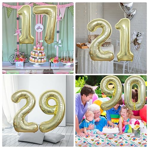 40 Inch Number 17 Foil Balloon Champagne Gold Birthday Party Decoration