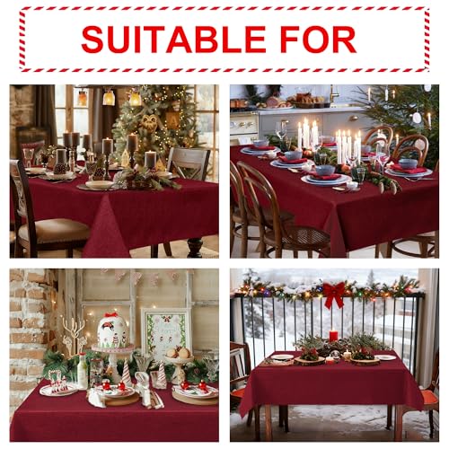 Hiasan Faux Linen Square Tablecloth 54 x 54 Inch Red for Holiday & Party