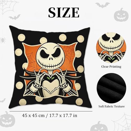 Veloranty 4-Piece Halloween Throw Pillow Covers, 18x18 Inch Cotton Linen