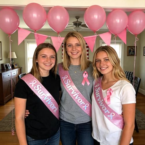 Vuzvuv Pink Cancer Survivor Sash for Breast Cancer Awareness