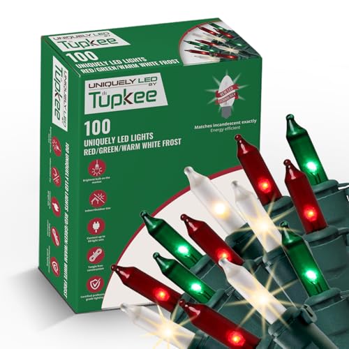 Uniquely LED Christmas Twinkle Lights - Red, Green & White String Lights - Twinkle & Steady