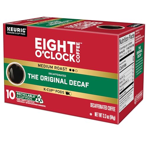 Eight O'Clock Coffee The Original Decaf, Single-Serve Keurig K-Cup Pods, Medium Roast Coffee Pods, 60 Count