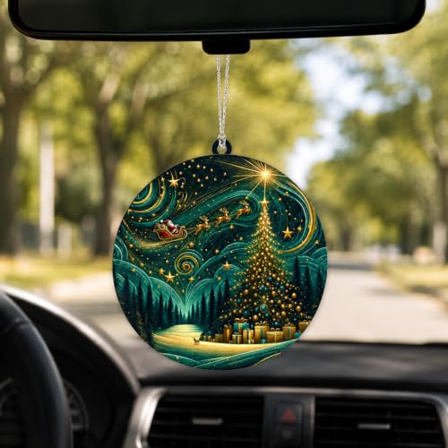 Santa Starry Night Christmas Ornament - Hanging Holiday Decorations Gift Idea