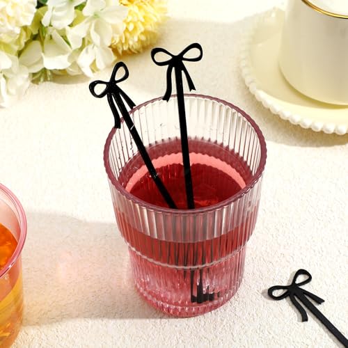 20 Black Bow Drink Stirrer Sticks - Acrylic Party Supplies