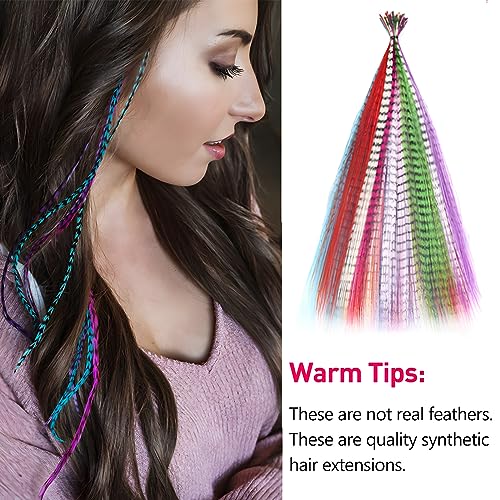 Kootinn Synthetic Hair Feather Extensions Kit with Beads and Crochet Hook