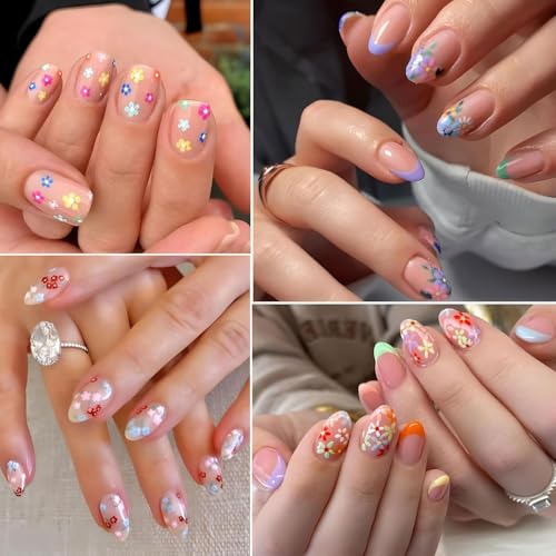 Pvoiue 30 Sheets 3D Floral Nail Art Stickers Daisy Butterfly Decals