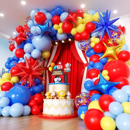 Carnival Balloon Garland Kit 160pcs - Red, Blue & Yellow Party Decor