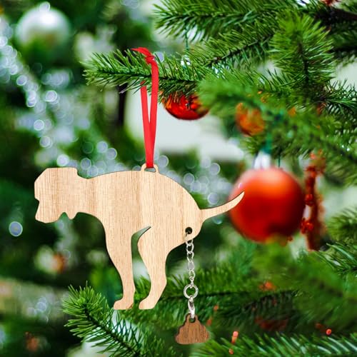 Naughty Dog Poop Christmas Ornament 2025 - Funny Wooden Decor